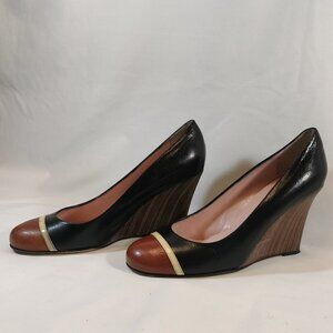 Kate Spade Leather Wedge Pumps – Black & Brown